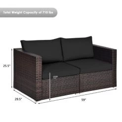 Tangkula 4PCS Rattan Corner Sofa Set Patio Outdoor Furniture Set W/ Black Cushions 18 Tangkula 4PCS Rattan Corner Sofa Set Patio Outdoor Furniture Set W/ Black Cushions -Tangkula GUEST 2f4f121d b9be 4fc4 ba64 ff48bafe3d87