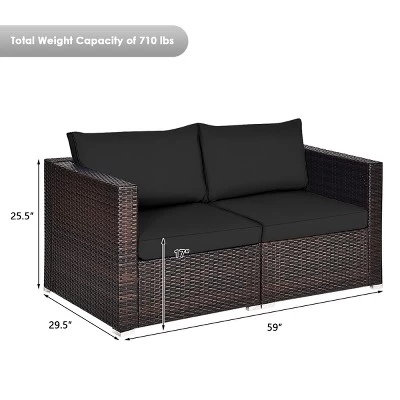 Tangkula 4PCS Rattan Corner Sofa Set Patio Outdoor Furniture Set W/ Black Cushions 10 Tangkula 4PCS Rattan Corner Sofa Set Patio Outdoor Furniture Set W/ Black Cushions - Image 8