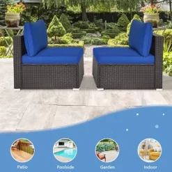 Tangkula 2PCS Patio Sectional Armless Sofas Rattan Furniture Set Outdoor W/ Cushions 15 Tangkula 2PCS Patio Sectional Armless Sofas Rattan Furniture Set Outdoor W/ Cushions -Tangkula GUEST 2f945661 fe97 40f1 b161 25be979ebb33