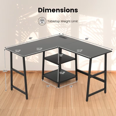 Tangkula L Shaped Corner Computer Desk Study Table W/Storage Shelves 10 Tangkula L Shaped Corner Computer Desk Study Table W/Storage Shelves - Image 8