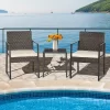 Tangkula 3PCS Patio Rattan Hand-Woven PE Wicker Bistro Set Outdoor Furniture Set W/ Table & Cushion 1 Tangkula 3PCS Patio Rattan Hand-Woven PE Wicker Bistro Set Outdoor Furniture Set W/ Table & Cushion -Tangkula GUEST 302d9e12 0820 4dd7 8766 86edc70653c7