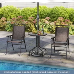 Tangkula 3 PCS Outdoor Bistro Dining Furniture Set W/1.57" Umbrella Hole Rippled -Tangkula GUEST 308668ef 4e00 47dd 9d01 b242ae89f7b2