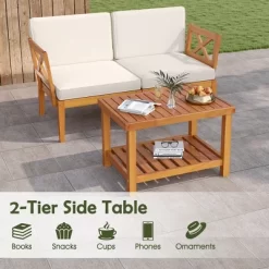 Tangkula L Shaped Outdoor Furniture Set 5 Pieces Acacia Wood Patio Conversation Set Modular Outdoor Lounge Sofa Set W/Cushions -Tangkula GUEST 30f5897b a187 4017 9a80 9e2560a57bc2