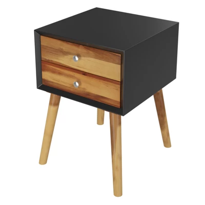 Tangkula Wooden Nightstand With 2 Storage Drawers Accent End Side Table For Bedroom&Living Room 6 Tangkula Wooden Nightstand With 2 Storage Drawers Accent End Side Table For Bedroom&Living Room - Image 5
