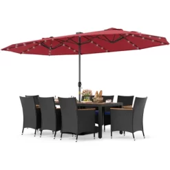 Tangkula 11 PCS Patio Dining Set W/ 15ft Double-Sided Patio Umbrella (Base Included) -Tangkula GUEST 3104f4dd 5f39 40d3 90fc 2a7ea1f73068