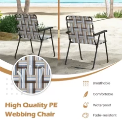 Tangkula Set Of 4 Webbed Lawn Chairs, Outdoor Patio Folding Chairs W/ Heavy-Duty Metal Frame Lightweight Portable Web Camping Chairs Brown/Blue/Red 11 Tangkula Set Of 4 Webbed Lawn Chairs, Outdoor Patio Folding Chairs W/ Heavy-Duty Metal Frame Lightweight Portable Web Camping Chairs Brown/Blue/Red -Tangkula GUEST 31c9bd92 f80b 4577 87e1 717973ba50f8