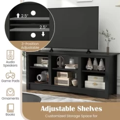 Tangkula 58" TV Stand Entertainment Center W/ 3-Adjustable Shelves For 65" TV Black 16 Tangkula 58" TV Stand Entertainment Center W/ 3-Adjustable Shelves For 65" TV Black -Tangkula GUEST 321ca649 c004 49a6 b102 3b3927fd3c51