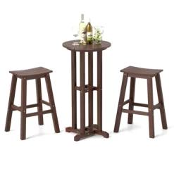Tangkula 3PCS Outdoor HDPE Bar Table & Chair Set For 2 W/ Footrests For Garden Yard Pool -Tangkula GUEST 322f9dcd 96ac 4cb6 b450 6bf861664e34