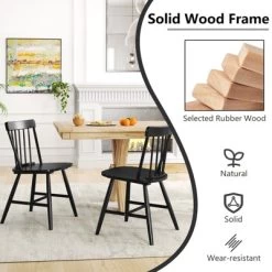 Tangkula Dining Chairs Set Of 4 Farmhouse Kitchen Chair W/ Rubber Wood Frame Wide Seat 16 Tangkula Dining Chairs Set Of 4 Farmhouse Kitchen Chair W/ Rubber Wood Frame Wide Seat -Tangkula GUEST 32770d0c a871 48ad 91aa 9b2e395bf497