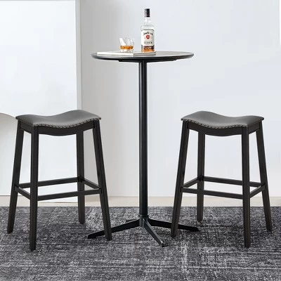 Tangkula Set Of 2 Saddle Bar Stools Bar Height Kitchen Chairs W/ Rubber Wood Legs 3 Tangkula Set Of 2 Saddle Bar Stools Bar Height Kitchen Chairs W/ Rubber Wood Legs