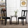 Tangkula Set Of 2 Dining Room Chairs Modern Wood Dining Side Chair High Back Kitchen Chairs With Rubber Wood Frame Black/Coffee