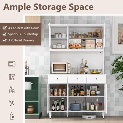 Tangkula 77" Tall Kitchen Pantry Storage Cabinet With LED Lights And Power Outlets 6 Tangkula 77" Tall Kitchen Pantry Storage Cabinet With LED Lights And Power Outlets - Image 4