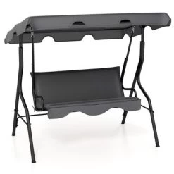 Tangkula 3-Person Swing Chair Porch Swing Seat W/ Adjustable Canopy Removable Cushion -Tangkula GUEST 341ee4f2 5ef8 432c 8edb 9b48e84da114