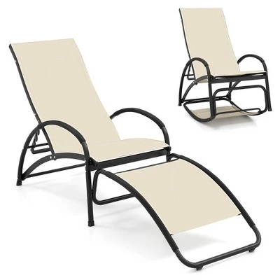 Tangkula 2PCS 2-in-1 Outdoor Rocking Chair Convertible Lounge Chair With 4-Position Adjustable Backrest Curved Armrests 11 Tangkula 2PCS 2-in-1 Outdoor Rocking Chair Convertible Lounge Chair With 4-Position Adjustable Backrest Curved Armrests - Image 9