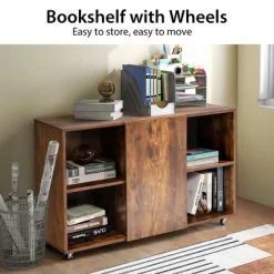 Tangkula 3-Tier Wood Bookcase 6 Cube Bookshelf W/ Door Wheels Display Cabinet 21 Tangkula 3-Tier Wood Bookcase 6 Cube Bookshelf W/ Door Wheels Display Cabinet -Tangkula GUEST 349b214d 9bdd 48dc 9f5b b5efa952e043