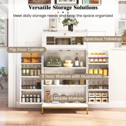 Tangkula Kitchen Pantry Cabinet Power Outlet & APP Control LED Lights Acrylic Flip Door 15 Tangkula Kitchen Pantry Cabinet Power Outlet & APP Control LED Lights Acrylic Flip Door -Tangkula GUEST 34ac9eb0 402e 4fa9 b1f2 aa8430606062