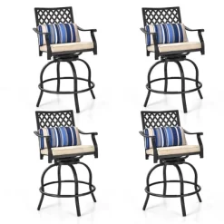 Tangkula 4PCS Patio Swivel Chairs Outdoor Bar Height Chair Set W/ Cushions & Lumbar Pillows 13 Tangkula 4PCS Patio Swivel Chairs Outdoor Bar Height Chair Set W/ Cushions & Lumbar Pillows -Tangkula GUEST 34af4f2a 62ae 4ae2 a63e 34d302083401