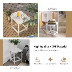 Tangkula 1PC/2PCS 18" Adirondack Square Tea Table Side Table Outdoor Small Patio Table Weather Resistant Or Backyard Garden White -Tangkula GUEST 34d8ff3d 98bf 496b 8359 fdb66d543c2c