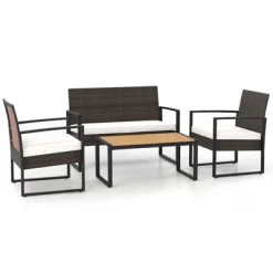 Tangkula Set Of 4 PE Rattan Patio Conversation Set Outdoor Porch Chairs Loveseat With Coffee Table And Soft Cushions Metal Frame 20 Tangkula Set Of 4 PE Rattan Patio Conversation Set Outdoor Porch Chairs Loveseat With Coffee Table And Soft Cushions Metal Frame -Tangkula GUEST 34ea6152 0b97 49b3 a6cf 5b27d9af9488
