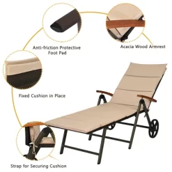 Tangkula Outdoor Rattan Wicker Lounge Chair Folding Patio Chaise W/ Wheels & Cushion 19 Tangkula Outdoor Rattan Wicker Lounge Chair Folding Patio Chaise W/ Wheels & Cushion -Tangkula GUEST 350d3fd8 d332 4220 9f1c bde1d74c3e18