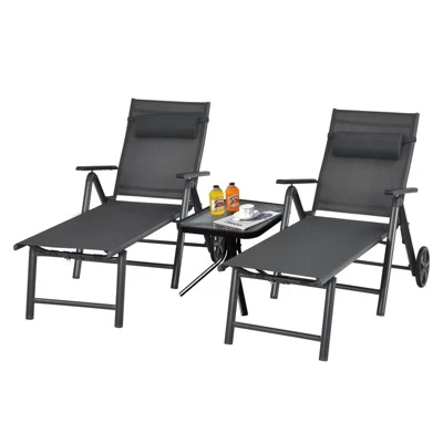 Tangkula 2 PCS Outdoor Folding Lounge Chair Patio Portable Longer W/Wheels & Adjustable Backrest 5 Tangkula 2 PCS Outdoor Folding Lounge Chair Patio Portable Longer W/Wheels & Adjustable Backrest - Image 3