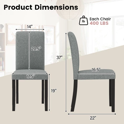 Tangkula Dining Chair Set Of 4 Mid-Century Modern Fabric Upholstered Parson Chairs 10 Tangkula Dining Chair Set Of 4 Mid-Century Modern Fabric Upholstered Parson Chairs - Image 8