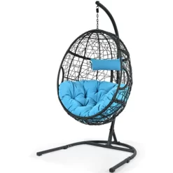 Tangkula Hanging Hammock Chair Egg Swing Chair W/ Blue Cushion Pillow Stand 17 Tangkula Hanging Hammock Chair Egg Swing Chair W/ Blue Cushion Pillow Stand -Tangkula GUEST 35dd0386 6536 49a1 b447 7b13bf4d85de