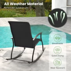 Tangkula Set Of 4 Outdoor Rocking Chair Patio Rocker W/ Breathable Fabric Black -Tangkula GUEST 36011934 ee0a 4d23 a87e 63e90bb8435b