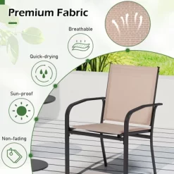 Tangkula Outdoor Dining Chairs Set Of 4 W/ Breathable Fabric Armrests High Back -Tangkula GUEST 3613efb8 7684 4ec0 b5d7 7bdb6341fca0