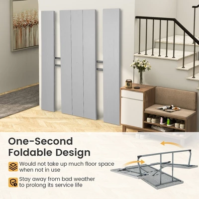 Tangkula Folding Picnic Table W/ 2 Benches 6 FT Camping Table Set W/ All-Weather HDPE Tabletop Grey 8 Tangkula Folding Picnic Table W/ 2 Benches 6 FT Camping Table Set W/ All-Weather HDPE Tabletop Grey - Image 6