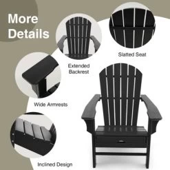 Tangkula HDPE Adirondack Chair W/Ergonomic Design&Ottoman Outdoor Lounge Armchair Chair For Yard&Patio Black 10 Tangkula HDPE Adirondack Chair W/Ergonomic Design&Ottoman Outdoor Lounge Armchair Chair For Yard&Patio Black -Tangkula GUEST 3638a652 2886 421e 9b24 d0254a609fe2