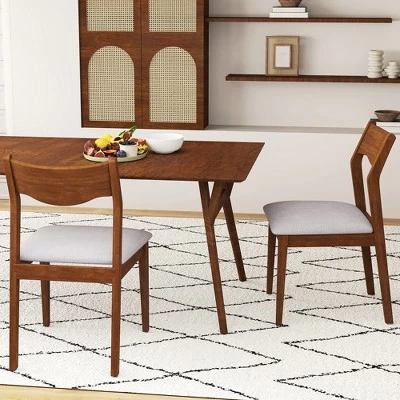 Tangkula Wooden Dining Chair Set Of 2 W/ Rubber Wood Frame Wide Padded Seat 3 Tangkula Wooden Dining Chair Set Of 2 W/ Rubber Wood Frame Wide Padded Seat