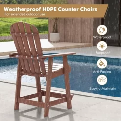 Tangkula 2 PCS Tall Adirondack Chair HDPE Outdoor Bar Stools With Armrests 4.5” Wide Footrest Patio Adirondack Barstools Balcony Chairs Brown 15 Tangkula 2 PCS Tall Adirondack Chair HDPE Outdoor Bar Stools With Armrests 4.5” Wide Footrest Patio Adirondack Barstools Balcony Chairs Brown -Tangkula GUEST 366ea729 7459 431a badb 0bd3dae353fa