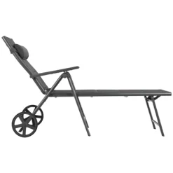 Tangkula 2 PCS Patio Chaise Lounge Chair Outdoor Reclining Chair W/Neck Pillow & Wheels Gray -Tangkula GUEST 3693c7a9 df7e 4234 9d3b b6e378e6e369