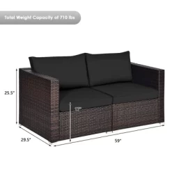 Tangkula 2PCS Rattan Corner Sofa Set Patio Outdoor Furniture Set W/ 4 Black Cushions -Tangkula GUEST 369778b6 48c4 4240 80d3 05b391fb2f13
