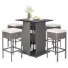 Tangkula 5PCS Wicker Bar Table Set W/ Hidden Storage Shelves Bar Table Stools Patio -Tangkula GUEST 36aaa523 3ca8 41d9 9768 2c2c042af80d