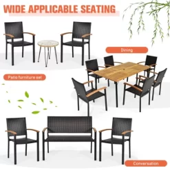 Tangkula Patio Rattan Dining Armchair 2 Set Of Wicker Chair W/Steel Frame Acacia Armrests Indoor & Outdoor -Tangkula GUEST 37407abf d4ac 473e aecb 28ff60c6bd2c