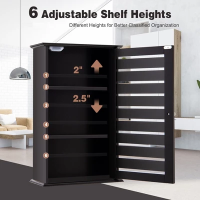 Tangkula Wall Mount Medicine Cabinet Multifunction Bathroom Storage Organizer Espresso 6 Tangkula Wall Mount Medicine Cabinet Multifunction Bathroom Storage Organizer Espresso - Image 4