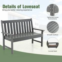 Tangkula Garden Bench All-Weather HDPE 2-Person Outdoor Bench For Front Porch Backyard -Tangkula GUEST 376d5388 a457 4e93 b708 17b5afd104ac