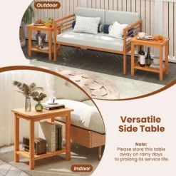 Tangkula Outdoor Acacia Wood Side Table 2-Tier Patio End Table W/ Slatted Tabletop 12 Tangkula Outdoor Acacia Wood Side Table 2-Tier Patio End Table W/ Slatted Tabletop -Tangkula GUEST 37704e06 da69 4842 84ce 9d45d2f4149d