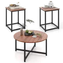 Tangkula Round Nesting Table Set Of 3 Modern / Farmhouse Coffee Table W/2 End Tables -Tangkula GUEST 3795fbd2 9210 4fd8 bcc2 e2b6dc98b4d6