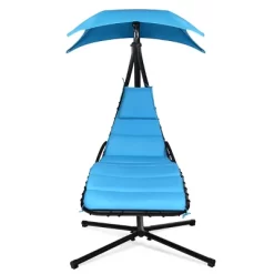 Tangkula Patio Hammock Chair Floating Hanging Chaise Lounge Chair W/ Canopy