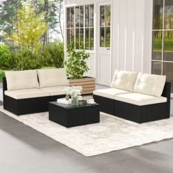 Tangkula 5 Pieces Outdoor Patio Furniture Set Sectional PE Rattan Sofa Set With Cushions And Tempered Glass Coffee Table 13 Tangkula 5 Pieces Outdoor Patio Furniture Set Sectional PE Rattan Sofa Set With Cushions And Tempered Glass Coffee Table -Tangkula GUEST 37f26b73 c398 4d5a 958f 55305e76ce1e