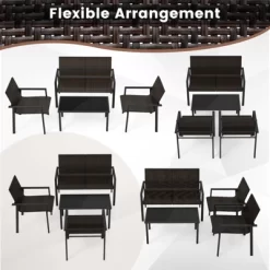 Tangkula 4 Pieces Patio Furniture Set, Heavy Duty Galvanized Metal Frame Outdoor Wicker Table And Chairs Set -Tangkula GUEST 38182a92 1a4a 45df b8c5 5ae5beb7f4cb