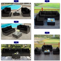 Tangkula 6 PCS Patio Wicker Furniture Set With 30" Gas Fire Pit Table 50,000 BTU Black/Red/Turquoise/Navy/White Cushions 19 Tangkula 6 PCS Patio Wicker Furniture Set With 30" Gas Fire Pit Table 50,000 BTU Black/Red/Turquoise/Navy/White Cushions -Tangkula GUEST 3874a2fb 8c19 45fb 9dca 42722d3b0dc0