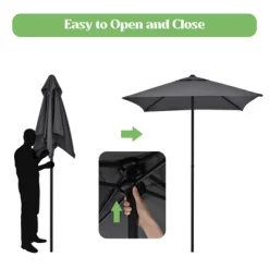 Tangkula 6-Piece Patio Dinning Sets Garden Table Set Outdoor Folding Chairs & Glass Table Set W/ Umbrella Grey -Tangkula GUEST 3918fc2b 968a 4db1 86ec 7778a6bf1333