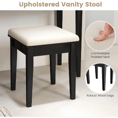 Tangkula Vanity Table Set With Lighted Mirror Adjustable 10 Bulbs Dresser 4 Drawer 9 Tangkula Vanity Table Set With Lighted Mirror Adjustable 10 Bulbs Dresser 4 Drawer - Image 7