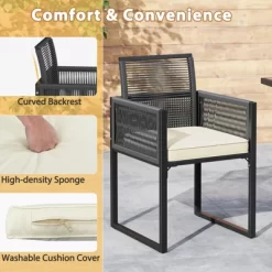 Tangkula 3 Pieces Patio Dining Set Outdoor Space-Saving PE Wicker Bistro Set With Cushions Patio Tempered Glass Top Table And Chairs Set 16 Tangkula 3 Pieces Patio Dining Set Outdoor Space-Saving PE Wicker Bistro Set With Cushions Patio Tempered Glass Top Table And Chairs Set -Tangkula GUEST 392f7819 0d5f 4420 8c28 eca23501a794