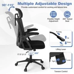 Tangkula Ergonomic Mesh Office Chair W/ Lumbar Support 2D Headrest Flip-up Padded Arms 15 Tangkula Ergonomic Mesh Office Chair W/ Lumbar Support 2D Headrest Flip-up Padded Arms -Tangkula GUEST 396ad621 293f 4502 a0ea f0cceb586201