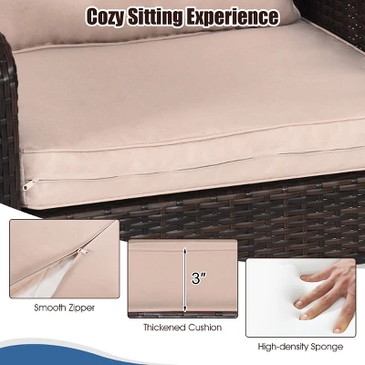 Tangkula 5-Piece Patio Rattan Conversation Set Cushioned Sofas And Ottoman Set With Table 10 Tangkula 5-Piece Patio Rattan Conversation Set Cushioned Sofas And Ottoman Set With Table - Image 8